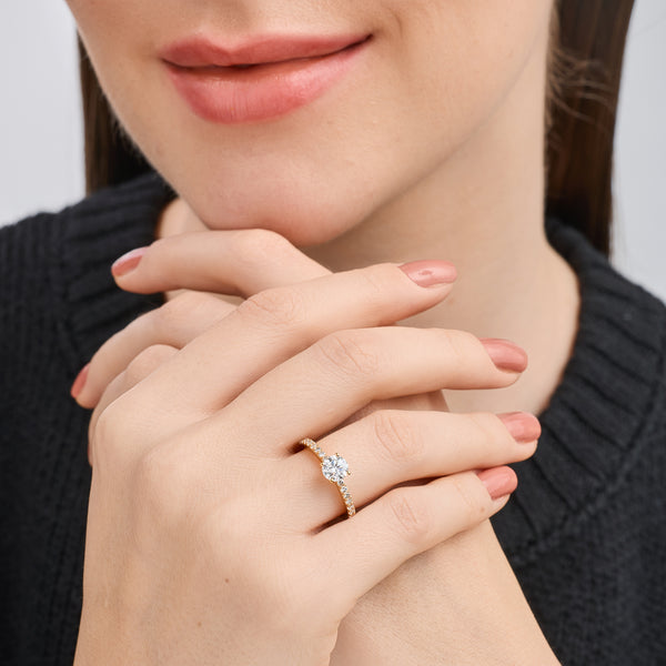 1 Carat Lab-Grown Diamond Round-Shaped Solitaire Plus Engagement Ring with a Classic Shank — GILDED New York