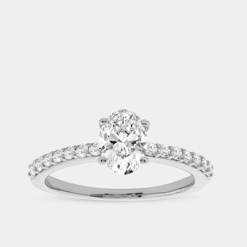 Gilded 1 Carat Lab-Grown Diamond Oval-Shaped Solitaire Plus Engagement Ring with a Classic Shank