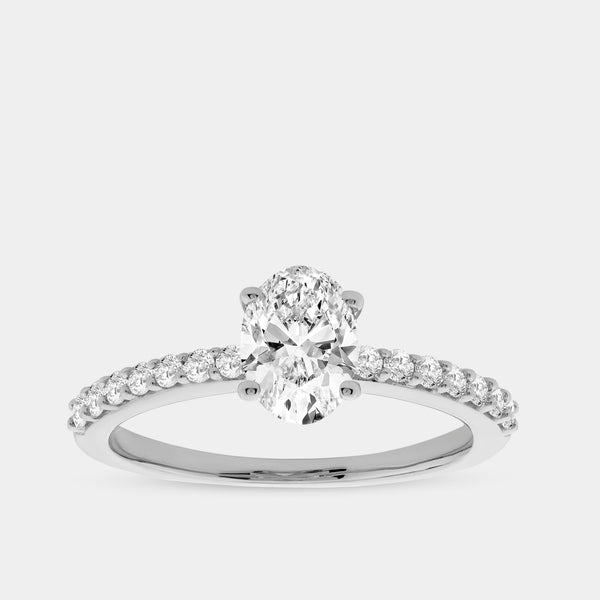 1 Carat Lab-Grown Diamond Oval-Shaped Solitaire Plus Engagement Ring with a Classic Shank — GILDED New York