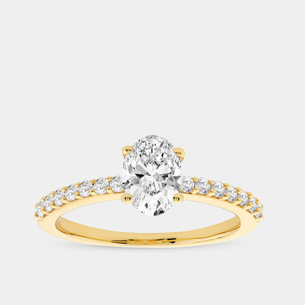 1 Carat Lab-Grown Diamond Oval-Shaped Solitaire Plus Engagement Ring with a Classic Shank — GILDED New York