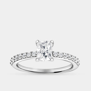 Gilded 1 Carat Lab-Grown Diamond Emerald-Cut Solitaire Plus Engagement Ring with a Classic Shank