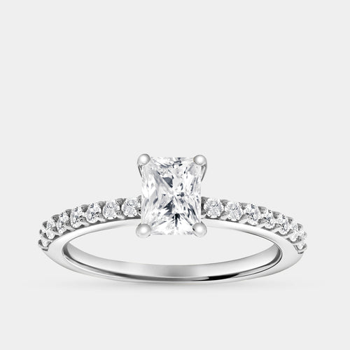 Gilded 1 Carat Lab-Grown Diamond Emerald-Cut Solitaire Plus Engagement Ring with a Classic Shank