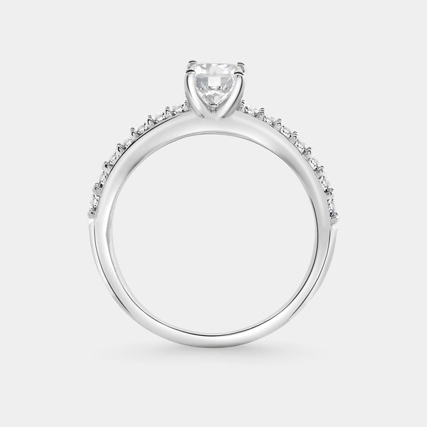 Gilded 1 Carat Lab-Grown Diamond Emerald-Cut Solitaire Plus Engagement Ring with a Classic Shank