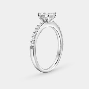 Gilded 1 Carat Lab-Grown Diamond Emerald-Cut Solitaire Plus Engagement Ring with a Classic Shank