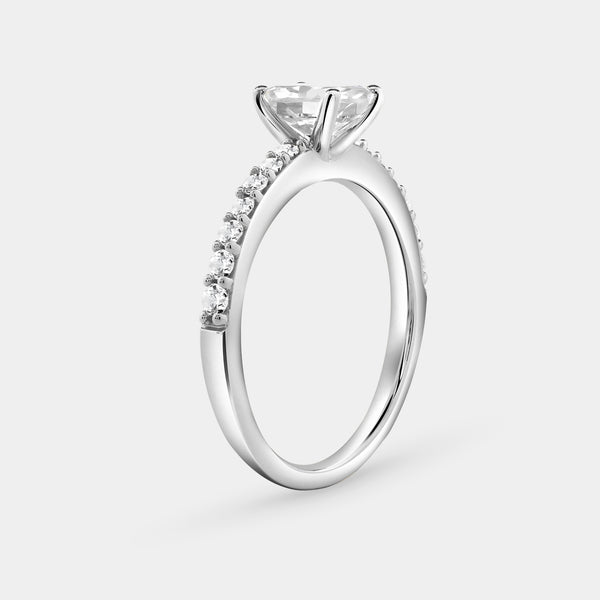 Gilded 1 Carat Lab-Grown Diamond Emerald-Cut Solitaire Plus Engagement Ring with a Classic Shank