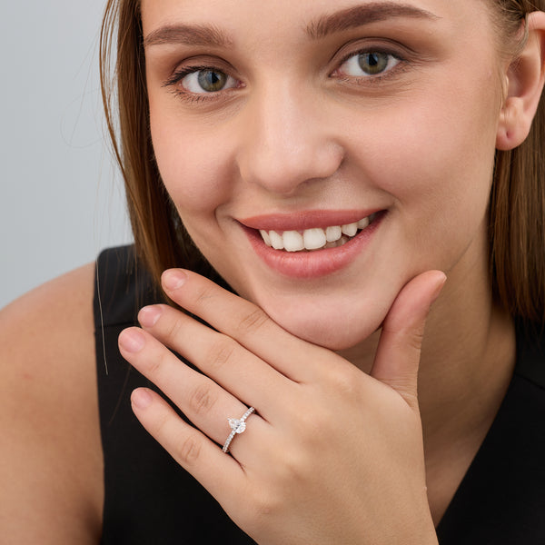 1 Carat Lab-Grown Diamond Pear-Shaped Solitaire Plus Engagement Ring with a Classic Shank — GILDED New York