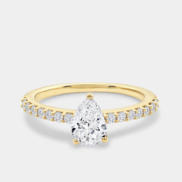 1 Carat Lab-Grown Diamond Pear-Shaped Solitaire Plus Engagement Ring with a Classic Shank — GILDED New York