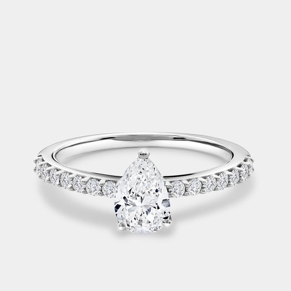 1 Carat Lab-Grown Diamond Pear-Shaped Solitaire Plus Engagement Ring with a Classic Shank — GILDED New York