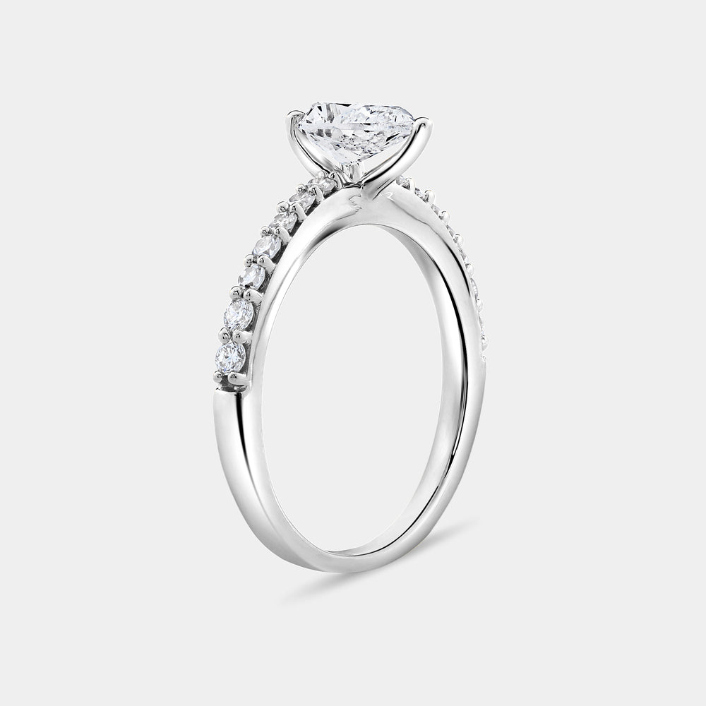 Gilded 1 Carat Lab-Grown Diamond Pear-Shaped Solitaire Plus Engagement Ring with a Classic Shank