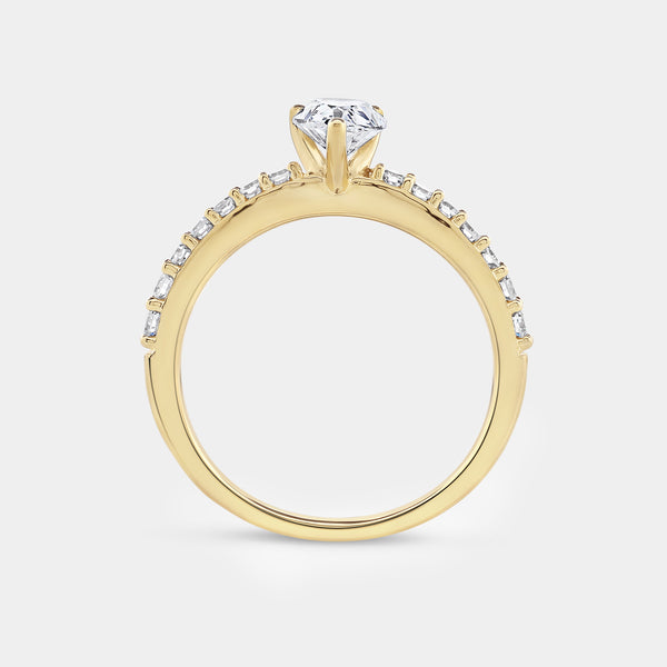1 Carat Lab-Grown Diamond Pear-Shaped Solitaire Plus Engagement Ring with a Classic Shank — GILDED New York