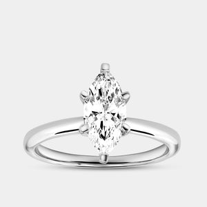 Gilded 1 Carat Lab-Grown Diamond Marquise-Shaped Classic Solitaire Ring