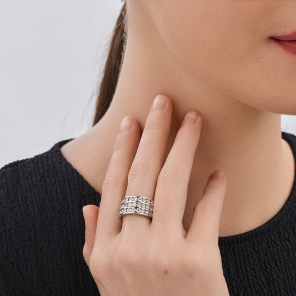2 Carat Lab-Grown Diamond Three-Row Grid-Set Anniversary Band — GILDED New York