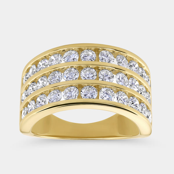 2 Carat Lab-Grown Diamond Three-Row Grid-Set Anniversary Band — GILDED New York
