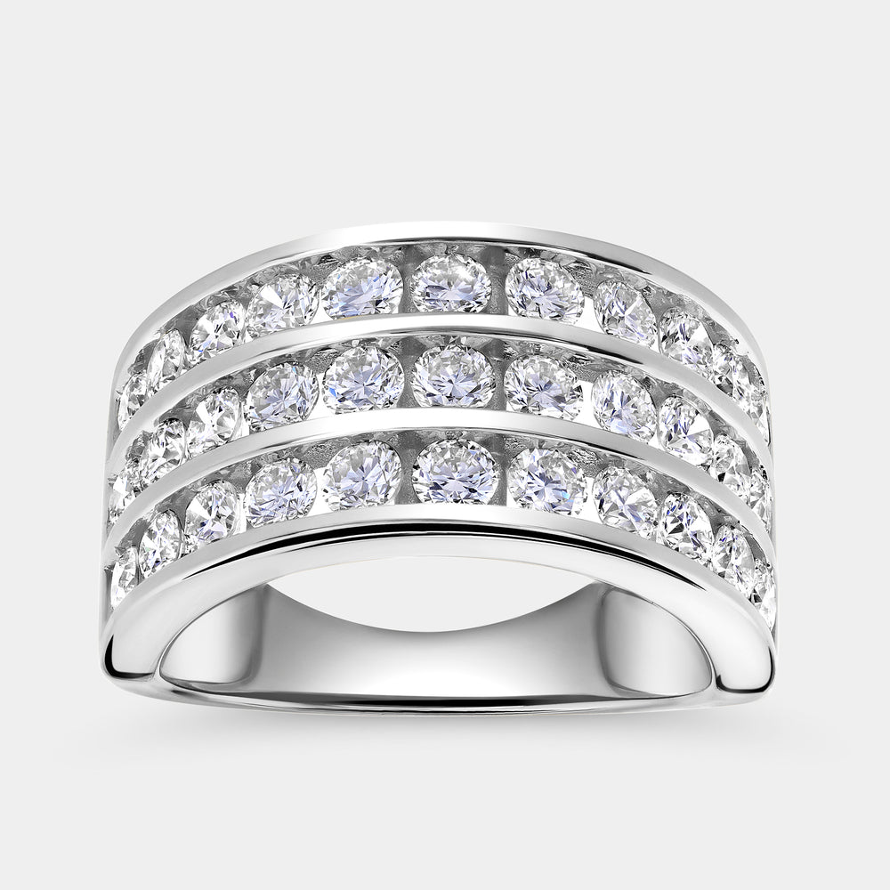 Gilded 2 Carat Lab-Grown Diamond Three-Row Grid-Set Anniversary Band