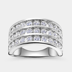 Gilded 2 Carat Lab-Grown Diamond Three-Row Grid-Set Anniversary Band
