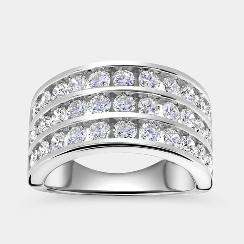Gilded 2 Carat Lab-Grown Diamond Three-Row Grid-Set Anniversary Band