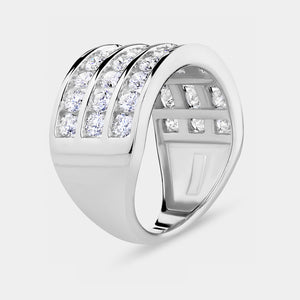 Gilded 2 Carat Lab-Grown Diamond Three-Row Grid-Set Anniversary Band