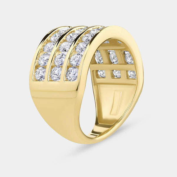 2 Carat Lab-Grown Diamond Three-Row Grid-Set Anniversary Band — GILDED New York