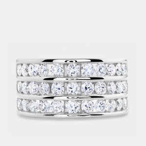 Gilded 2 Carat Lab-Grown Diamond Three-Row Grid-Set Anniversary Band