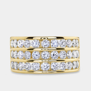 Gilded 2 Carat Lab-Grown Diamond Three-Row Grid-Set Anniversary Band