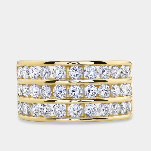2 Carat Lab-Grown Diamond Three-Row Grid-Set Anniversary Band — GILDED New York
