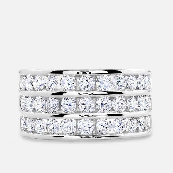 2 Carat Lab-Grown Diamond Three-Row Grid-Set Anniversary Band — GILDED New York
