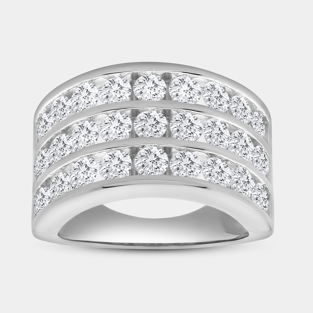 Gilded 3 Carat Lab-Grown Diamond Three-Row Classic Channel-Set Anniversary Band