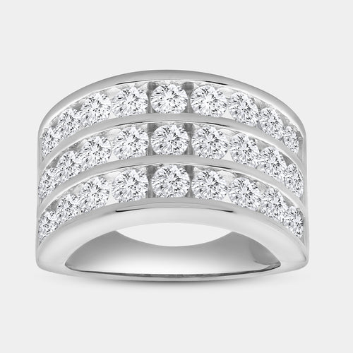 Gilded 3 Carat Lab-Grown Diamond Three-Row Classic Channel-Set Anniversary Band
