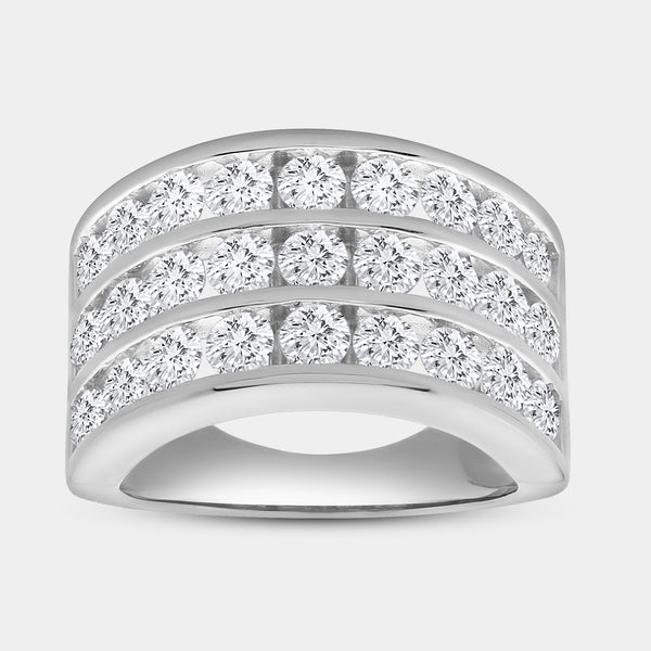 3 Carat Lab-Grown Diamond Three-Row Classic Channel-Set Anniversary Band — GILDED New York