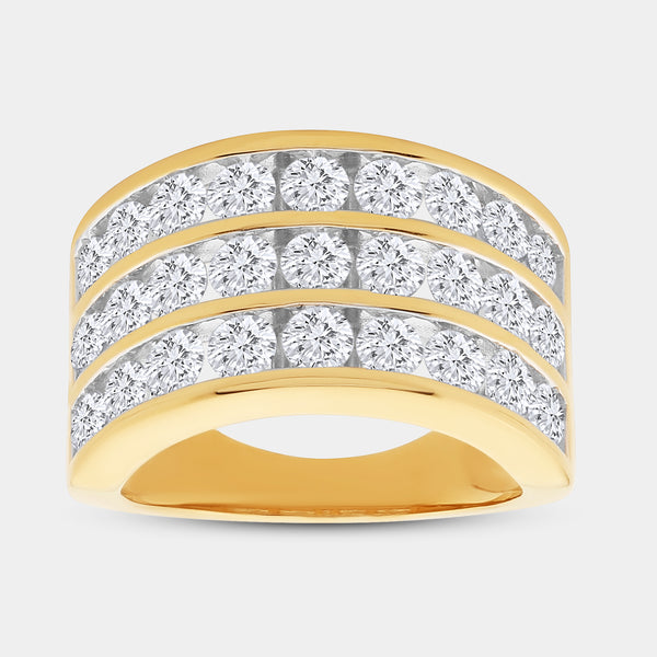 3 Carat Lab-Grown Diamond Three-Row Classic Channel-Set Anniversary Band — GILDED New York