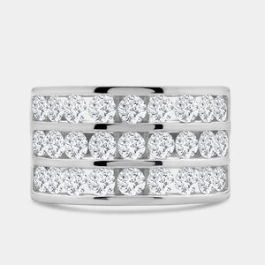 Gilded 3 Carat Lab-Grown Diamond Three-Row Classic Channel-Set Anniversary Band