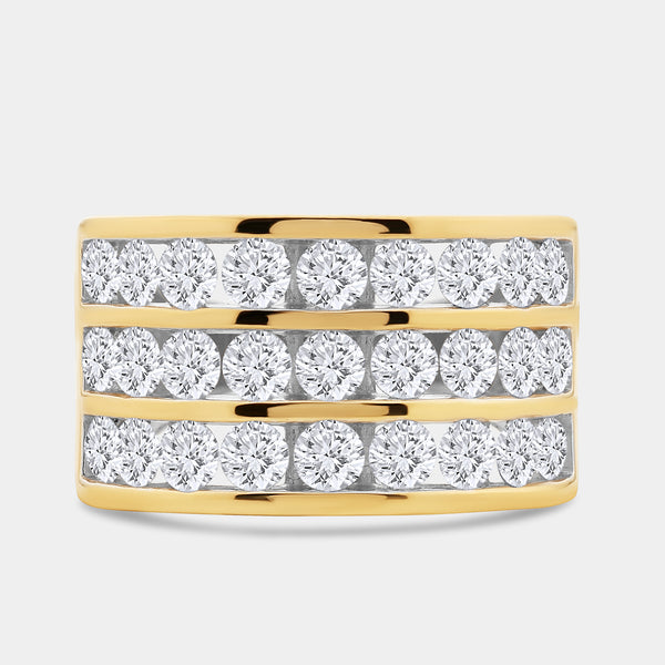 3 Carat Lab-Grown Diamond Three-Row Classic Channel-Set Anniversary Band — GILDED New York