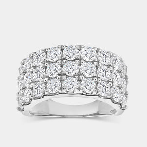 Gilded 3 Carat Lab-Grown Diamond Three-Row Channel-Set Anniversary Band