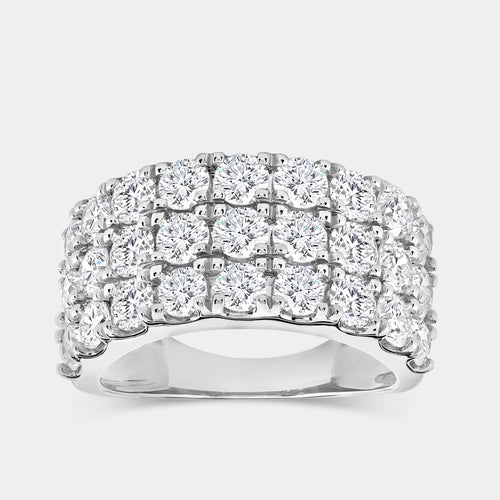 Gilded 3 Carat Lab-Grown Diamond Three-Row Channel-Set Anniversary Band