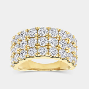 Gilded 3 Carat Lab-Grown Diamond Three-Row Channel-Set Anniversary Band