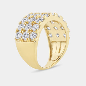 Gilded 3 Carat Lab-Grown Diamond Three-Row Channel-Set Anniversary Band