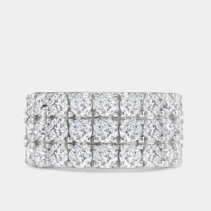 Gilded 3 Carat Lab-Grown Diamond Three-Row Channel-Set Anniversary Band