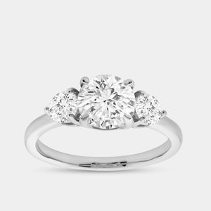 Gilded 1 and 3/4 Carat Lab-Grown Diamond Round-Shaped Three-Stone Solitaire Engagement Ring