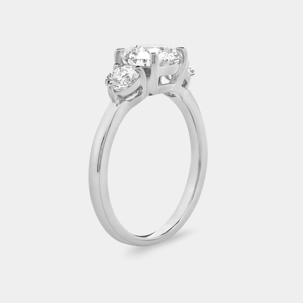 1 and 3/4 Carat Lab-Grown Diamond Round-Shaped Three-Stone Solitaire Engagement Ring — GILDED New York