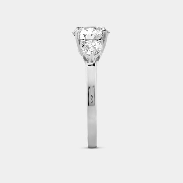 1 and 3/4 Carat Lab-Grown Diamond Round-Shaped Three-Stone Solitaire Engagement Ring — GILDED New York