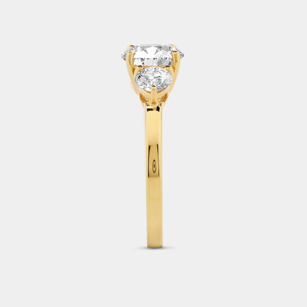 1 and 3/4 Carat Lab-Grown Diamond Round-Shaped Three-Stone Solitaire Engagement Ring — GILDED New York