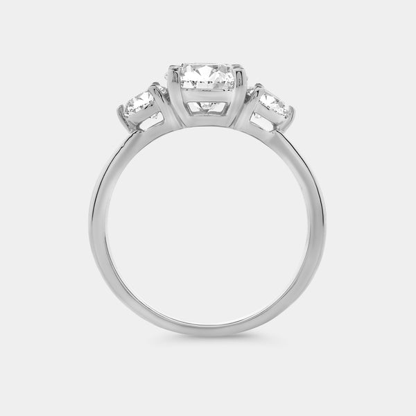 1 and 3/4 Carat Lab-Grown Diamond Round-Shaped Three-Stone Solitaire Engagement Ring — GILDED New York
