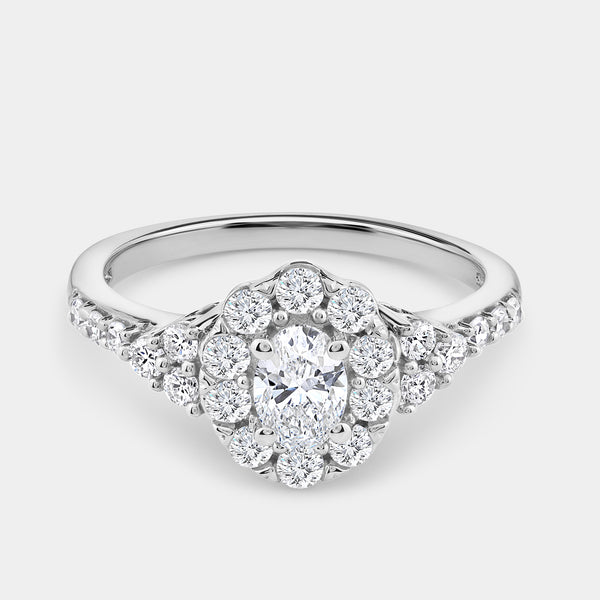 1 Carat Lab-Grown Oval-Shaped Halo Engagement Ring with a Classic Shank — GILDED New York