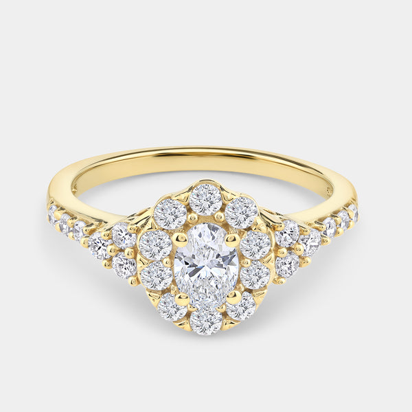 1 Carat Lab-Grown Oval-Shaped Halo Engagement Ring with a Classic Shank — GILDED New York
