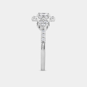 Gilded 1 Carat Lab-Grown Oval-Shaped Halo Engagement Ring with a Classic Shank
