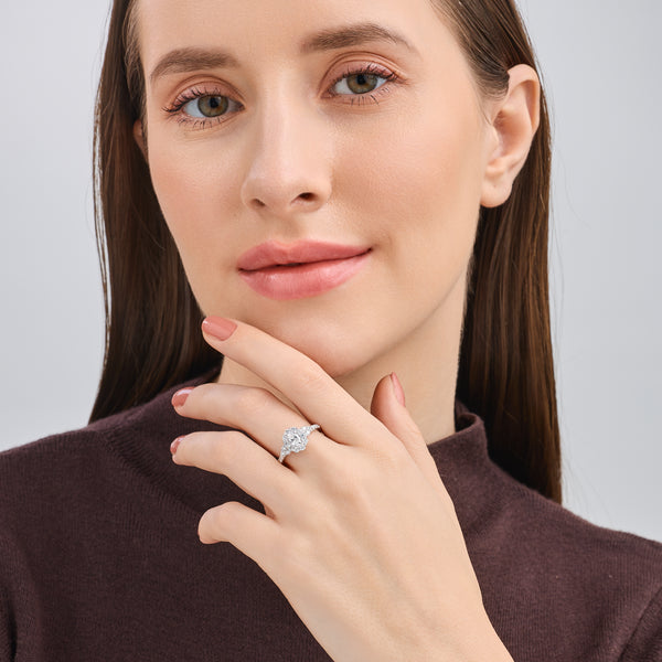 1 Carat Lab-Grown Oval-Shaped Halo Engagement Ring with a Classic Shank — GILDED New York