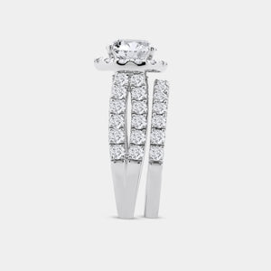 Gilded 4 Carat Lab-Grown Diamond Round-Shaped Halo Bridal Ring Set