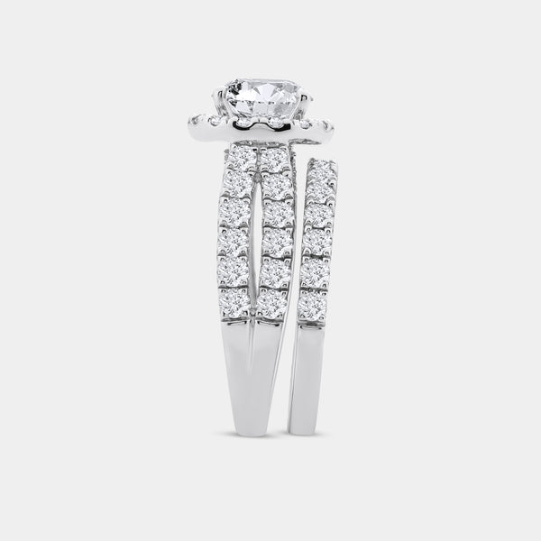 4 Carat Lab-Grown Diamond Round-Shaped Halo Bridal Ring Set — GILDED New York
