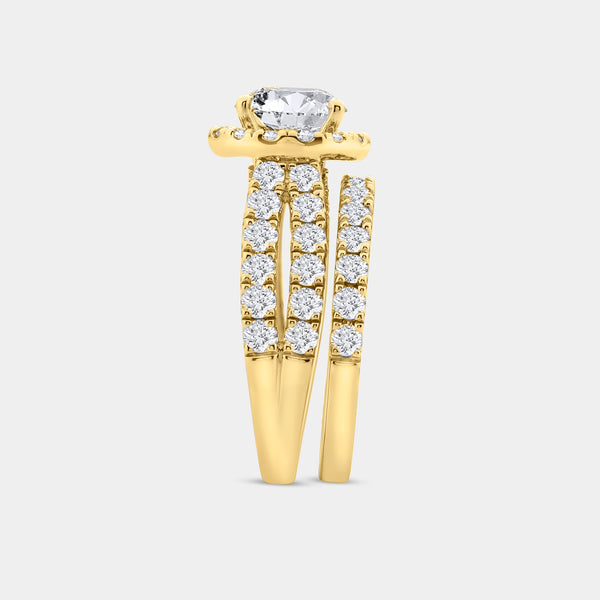 4 Carat Lab-Grown Diamond Round-Shaped Halo Bridal Ring Set — GILDED New York