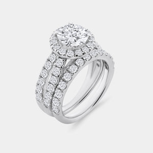 Gilded 4 Carat Lab-Grown Diamond Round-Shaped Halo Bridal Ring Set